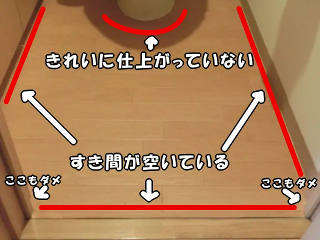 トイレの仕上がりが悪いことが分かる様子